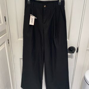 Cider Wide Leg Black High Waisted Trousers